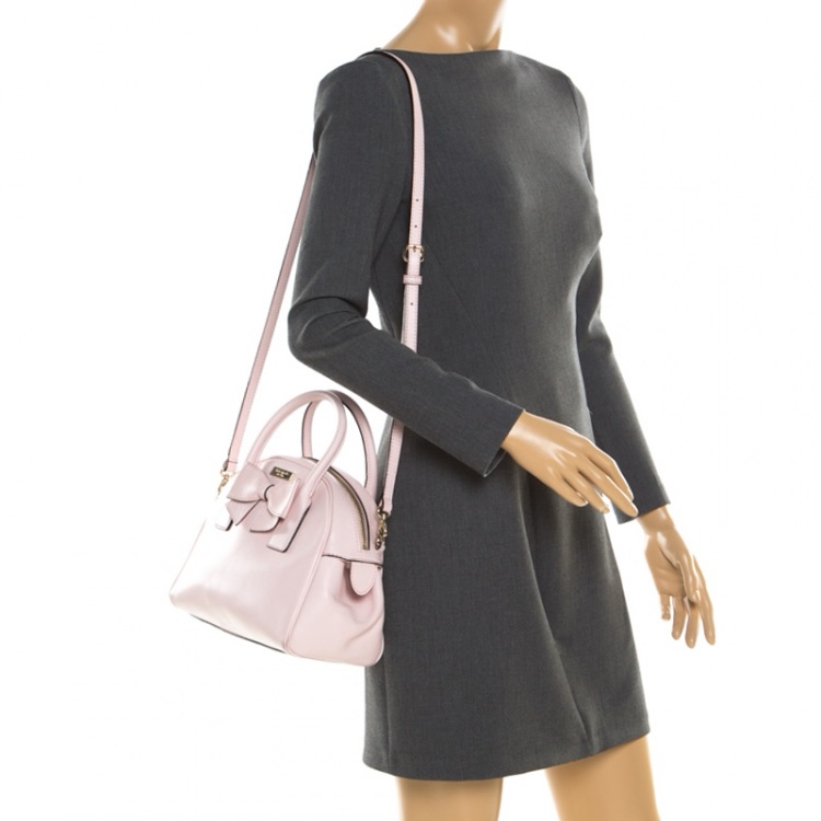 Kate Spade Hanover Street Leather Lottie Bow Satchel Handbag Black On Black Bp 5